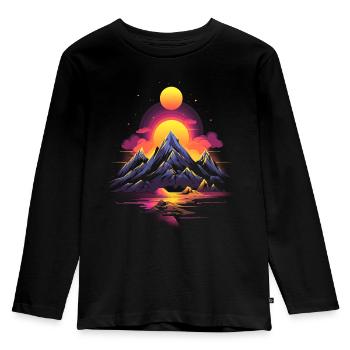 Berge mit zwei Sonnen - Kinder Premium Bio Langarmshirt - Schwarz - Vorne - AI Model Kid Male (0cm)