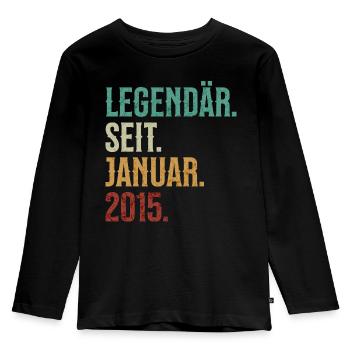 Legendär. Seit. Januar. 2015. Retro Birthday - Kinder Premium Bio Langarmshirt - Schwarz - Vorne - AI Model Kid Male (0cm)