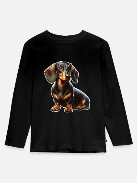 Dackel - Kinder Premium Bio Langarmshirt - Schwarz