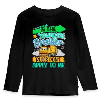 Kleiner Bruder - Kinder Premium Bio Langarmshirt - Schwarz - Vorne - AI Model Kid Male (0cm)