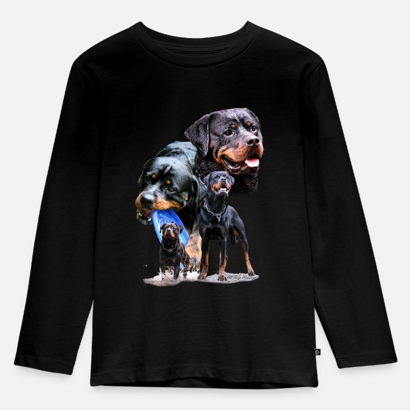 Hunde - Kinder Premium Bio Langarmshirt - Schwarz