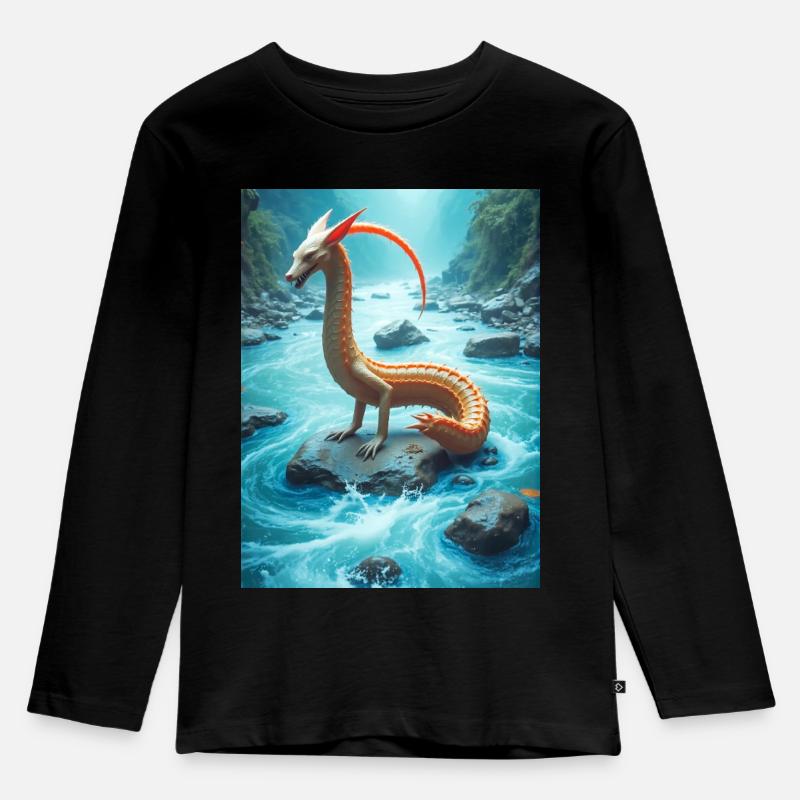 Nguruvilu, Mapuche-Fischfuchs der chilenischen Flussfolklore - Kinder Premium Bio Langarmshirt - Schwarz