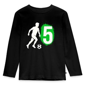 5th Birthday, 5 Year Old Boy, 5 Football - Kids' Premium Longsleeve Shirt - black - Front - AI Model Kid Male (0cm)