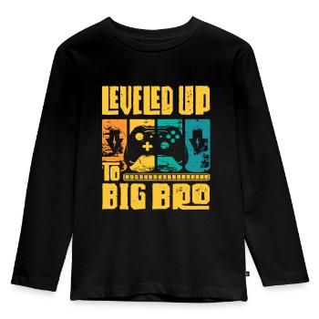 Big Brother Leveled Up Big Bro Gift Idea - Kids' Premium Longsleeve Shirt - black - Front - AI Model Kid Male (0cm)