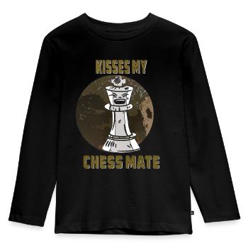 KISS MY CHECKMATE - Kids' Premium Longsleeve Shirt - black - Front - AI Model Kid Male (0cm)