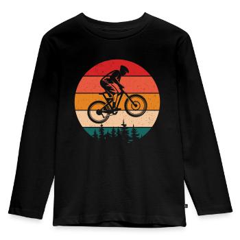 Vététiste rétro en montée - T-shirt manches longues Premium Enfant - noir - Devant - AI Model Kid Male (0cm)