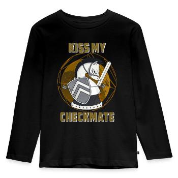 KISS MY CHECKMATE - Kids' Premium Longsleeve Shirt - black - Front - AI Model Kid Male (0cm)