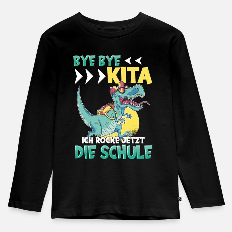 Bye bye Kindergarten Trex - Kinder Premium Bio Langarmshirt - Schwarz