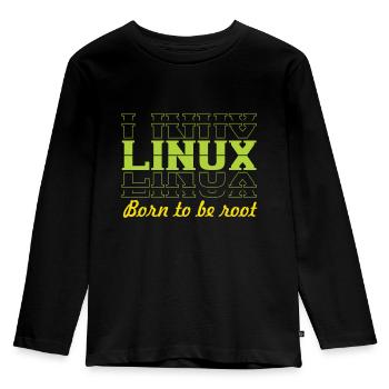 Linux Retro Vintage Born to be Root for Nerds - Kids' Premium Longsleeve Shirt - black - Front - AI Model Kid Male (0cm)