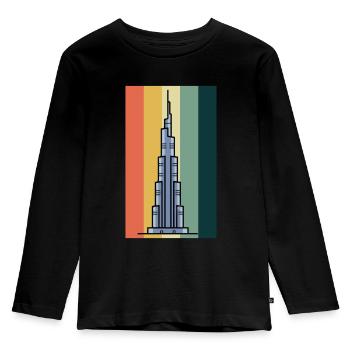 Burj Khalifa Dubai Retro UAE Emirates - Kids' Premium Longsleeve Shirt - black - Front - AI Model Kid Male (0cm)