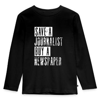 Journalist Journalism Save A Journalist - Kids' Premium Longsleeve Shirt - black - Front - AI Model Kid Male (0cm)