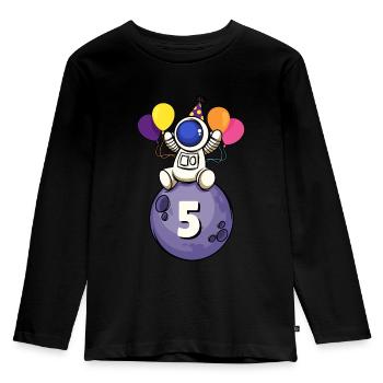 5 Jahre alt Weltraum Geburtstag 5. - Kinder Premium Bio Langarmshirt - Schwarz - Vorne - AI Model Kid Male (0cm)