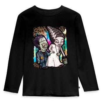 Halloween Witch and Zombie Tie Dye - Kids' Premium Longsleeve Shirt - black - Front - AI Model Kid Male (0cm)