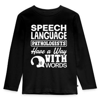 Speech Language Pathologist Speech Therapist Way - Kinder Premium Bio Langarmshirt - Schwarz - Vorne - AI Model Kid Male (0cm)