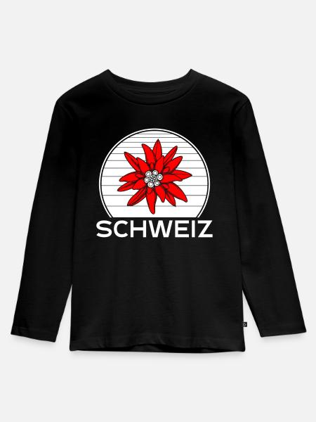 Schweizer Enzian - Kinder Premium Bio Langarmshirt - Schwarz