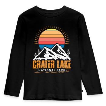 Parc national de Crater Lake Mountain Souvenir Randonnée Nat - T-shirt manches longues Premium Enfant - noir - Devant - AI Model Kid Male (0cm)