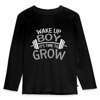 Wake up boy its time to grow - Kids' Premium Longsleeve Shirt - black - Front - AI Model Kid Male (0cm)