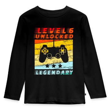 6ème anniversaire Niveau 6 débloqué - T-shirt manches longues Premium Enfant - noir - Devant - AI Model Kid Male (0cm)