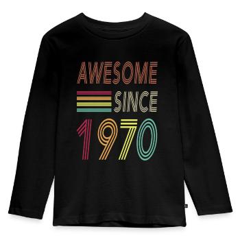 Awesome since 1970 - Kids' Premium Longsleeve Shirt - black - Front - AI Model Kid Male (0cm)