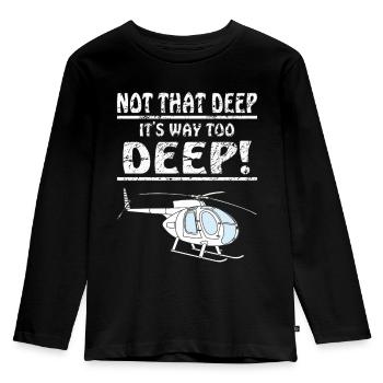 HELICOPTER NOT THAT DEEP - Kids' Premium Longsleeve Shirt - black - Front - AI Model Kid Male (0cm)