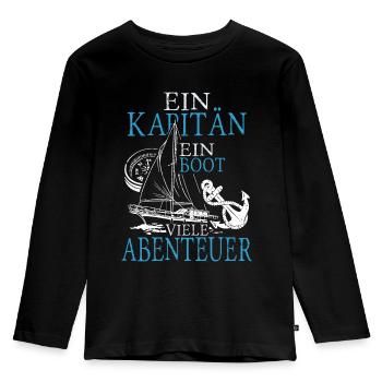 Ein kapitän ein boot viele abenteuer - Kinder Premium Bio Langarmshirt - Schwarz - Vorne - AI Model Kid Male (0cm)