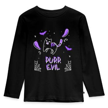 PURR EVIL Halloween T-shirt & Hoddie Design - T-shirt manches longues Premium Enfant - noir - Devant - AI Model Kid Male (0cm)