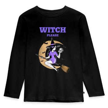 WITCH PLEASE Design pour *Halloween* - T-shirt manches longues Premium Enfant - noir - Devant - AI Model Kid Male (0cm)