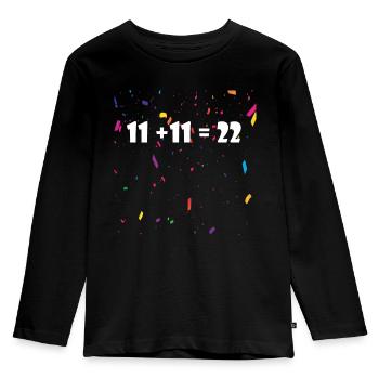 11 + 11 = 22 HELAU! *Karneval* Design - Kinder Premium Bio Langarmshirt - Schwarz - Vorne - AI Model Kid Male (0cm)