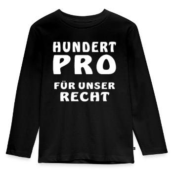 HUNDERT PRO FÜR UNSER RECHT - Kinder Premium Bio Langarmshirt - Schwarz - Vorne - AI Model Kid Male (0cm)
