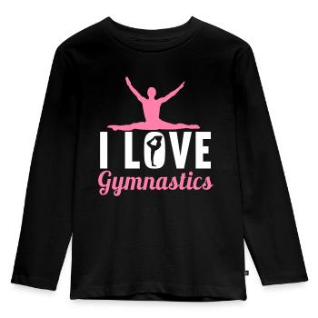 Akrobat Turner Gymnastik Turnen Tumbling - Kinder Premium Bio Langarmshirt - Schwarz - Vorne - AI Model Kid Male (0cm)