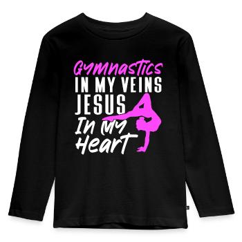 Akrobat Turner Gymnastik Turnen Tumbling - Kinder Premium Bio Langarmshirt - Schwarz - Vorne - AI Model Kid Male (0cm)