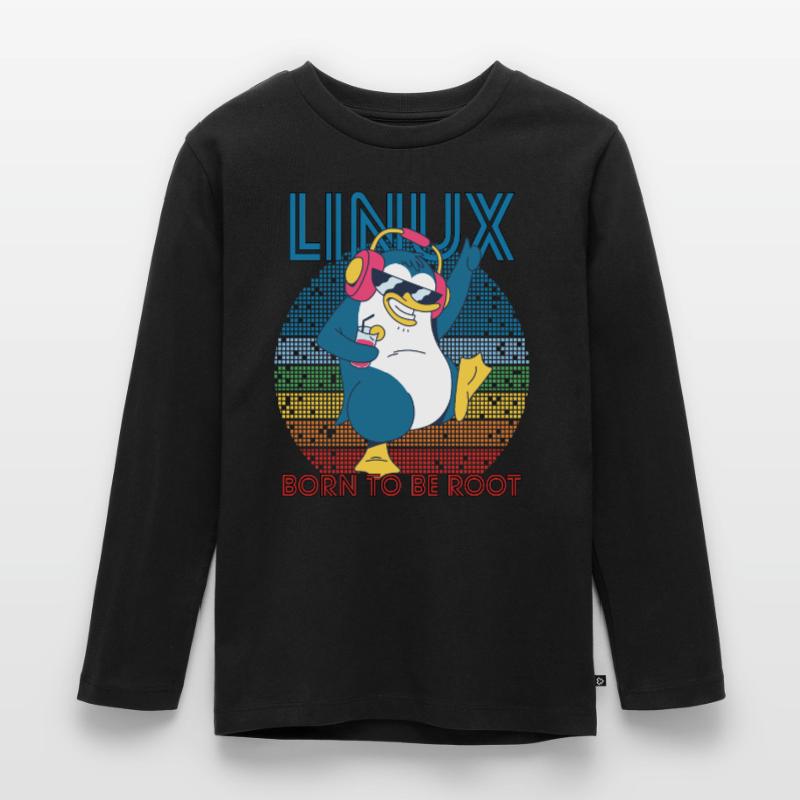 Root Party Penguin Retro Linux Cool Nerd Programmes T-shirt manches longues Premium Enfant