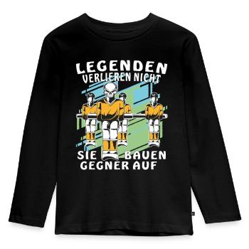 TISCHFUSSBALL LEGENDEN VERLIEREN NICHT - Kinder Premium Bio Langarmshirt - Schwarz - Vorne - AI Model Kid Male (0cm)