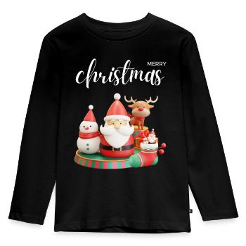 Merry Christmas | Santa Claus with Reindeer - Kids' Premium Longsleeve Shirt - black - Front - AI Model Kid Male (0cm)