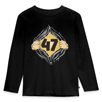 47 PUT ON SHIRT - Kids' Premium Longsleeve Shirt - black - Front - AI Model Kid Male (0cm)