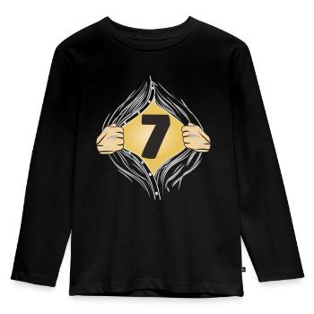 7 PUT ON SHIRT - Kids' Premium Longsleeve Shirt - black - Front - AI Model Kid Male (0cm)