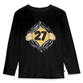 27 PUT ON SHIRT - Kids' Premium Longsleeve Shirt - black - Front - AI Model Kid Male (0cm)
