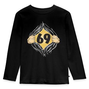 69 DRESS ON - Kids' Premium Longsleeve Shirt - black - Front - AI Model Kid Male (0cm)