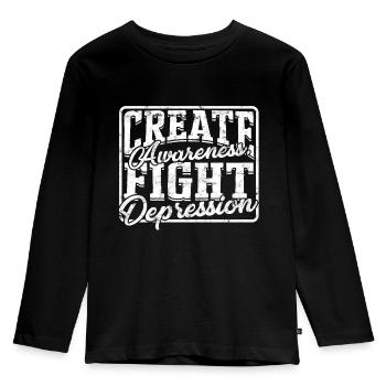 depression depressive sad idea unglückl - Kids' Premium Longsleeve Shirt - black - Front - AI Model Kid Male (0cm)