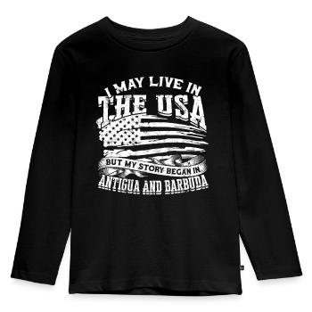 USA America Immigrants US Citizens American FL - Kids' Premium Longsleeve Shirt - black - Front - AI Model Kid Male (0cm)