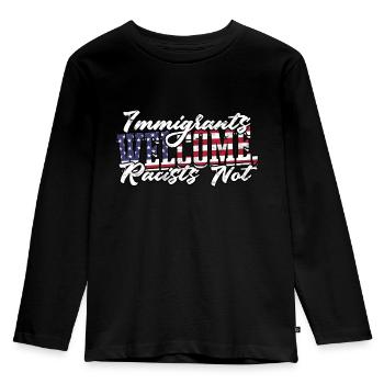 USA America Immigrants US Citizens American FL - Kids' Premium Longsleeve Shirt - black - Front - AI Model Kid Male (0cm)