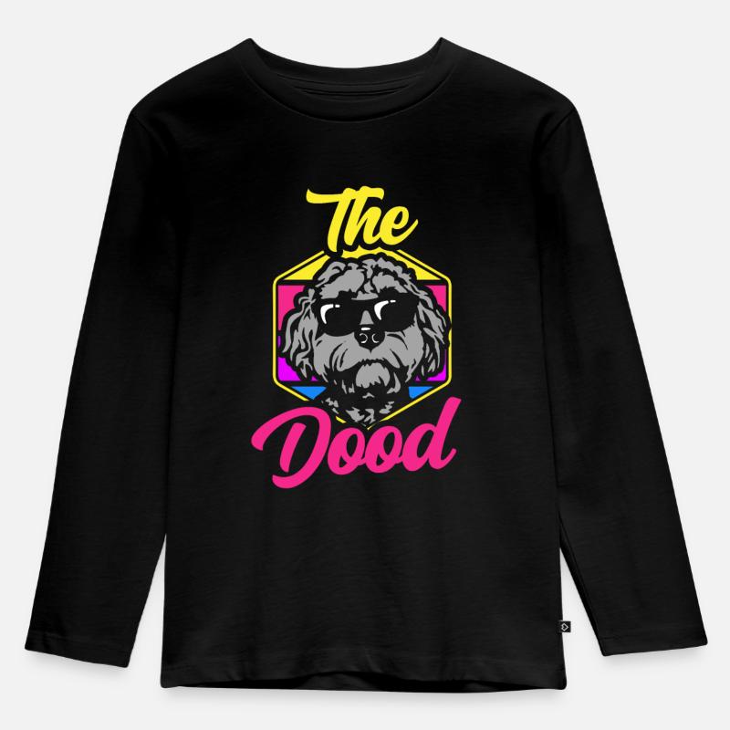 Der Dood Doodle Labradoodle Goldendoodle - Kinder Premium Bio Langarmshirt - Schwarz