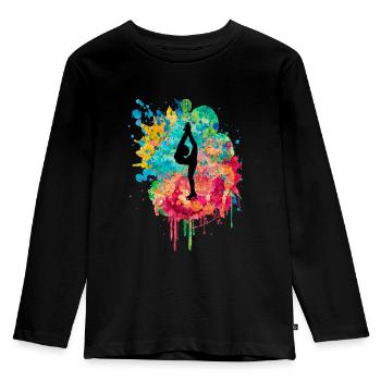 Eiskunstlauf PopArt - Kinder Premium Bio Langarmshirt - Schwarz - Vorne - AI Model Kid Male (0cm)