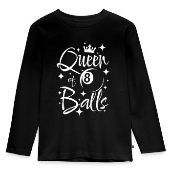 Pool billard queen of 8 balls - Kinder Premium Bio Langarmshirt - Schwarz - Vorne - AI Model Kid Male (0cm)