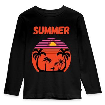 Estate - Maglia a maniche lunghe ecologica premium per bambini - nero - Fronte - AI Model Kid Male (0cm)