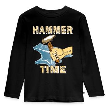 HAMMER TIME AMBOSS - Kinder Premium Bio Langarmshirt - Schwarz - Vorne - AI Model Kid Male (0cm)