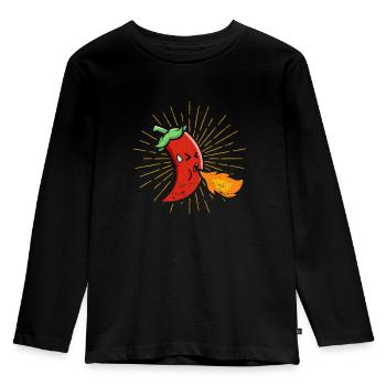 Drôle Extra Sharp Hot Chili Barbecue Peppers Grill - T-shirt manches longues Premium Enfant - noir - Devant - AI Model Kid Male (0cm)