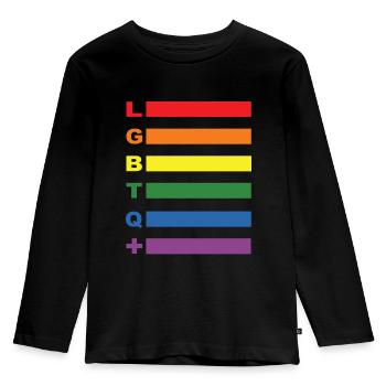 CSD Outfit Pride LGBTQ Regenbogen Balken - Kinder Premium Bio Langarmshirt - Schwarz - Vorne - AI Model Kid Male (0cm)