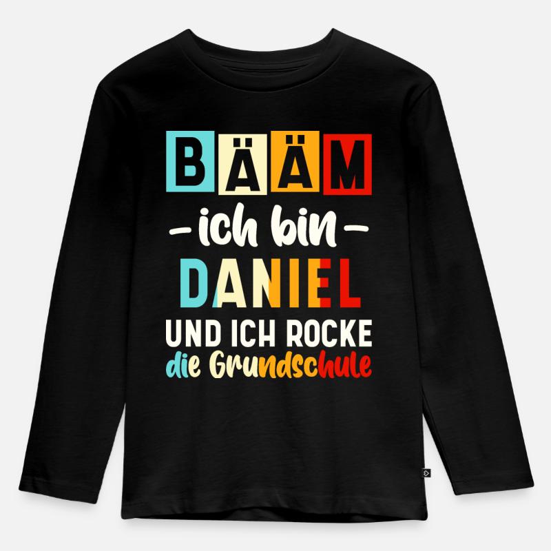 Name Daniel Spruch - Kinder Premium Bio Langarmshirt - Schwarz