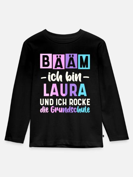 Name Laura Geschenk Grundschule - Kinder Premium Bio Langarmshirt - Schwarz